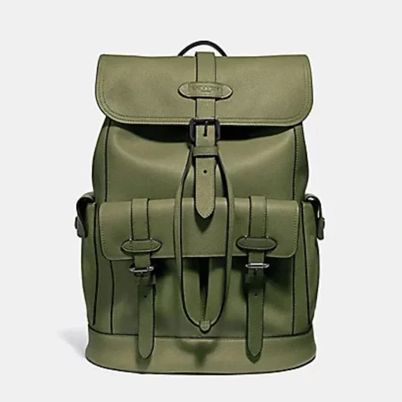 Coach Hudson Leather Backpack, Olive Green, F36811 - Picture 2 of 16